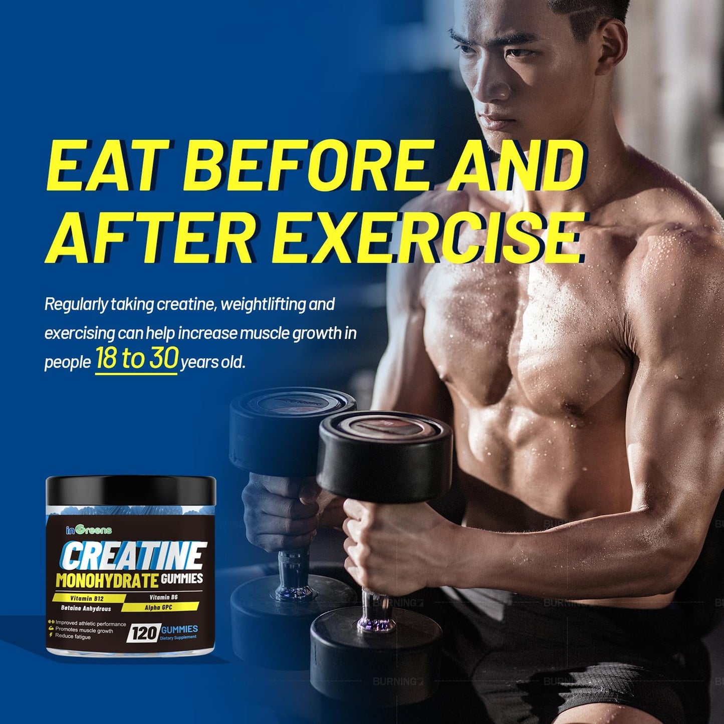 inGreens Creatine Monohydrate Gummies 6g for Men & Women 120 Count - Maple Wellness Supplements