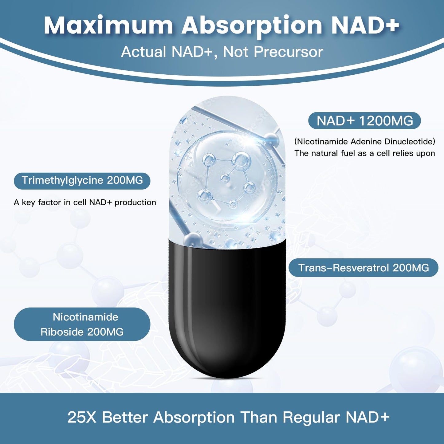 inGreens Liposomal NAD+ Supplement 1800 mg with Nicotinamide Riboside, Trans Resveratrol, Trimethylglycine，Replaces NMN, Boost NAD+, Aging Defense，Cellular Energy, 120 Softgels - Maple Wellness Supplements