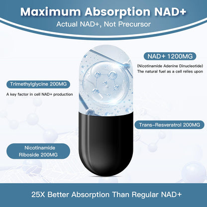 inGreens Liposomal NAD+ Supplement 1800 mg with Nicotinamide Riboside, Trans Resveratrol, Trimethylglycine，Replaces NMN, Boost NAD+, Aging Defense，Cellular Energy, 120 Softgels - Maple Wellness Supplements