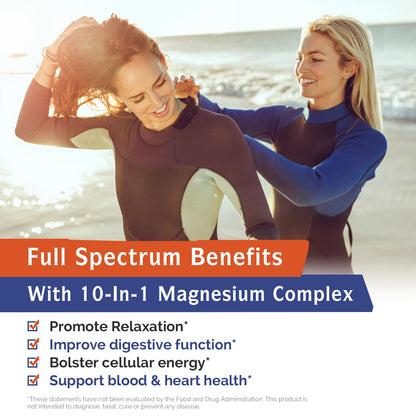 Innate Vitality 10-in-1 Magnesium Complex 960mg, 420mg Elemental Mag per Serving, with Magnesium Glycinate, Citrate, Malate, and More, Sleep, Digestion, Energy Support, 90 Vegan Caps - Maple Wellness Supplements