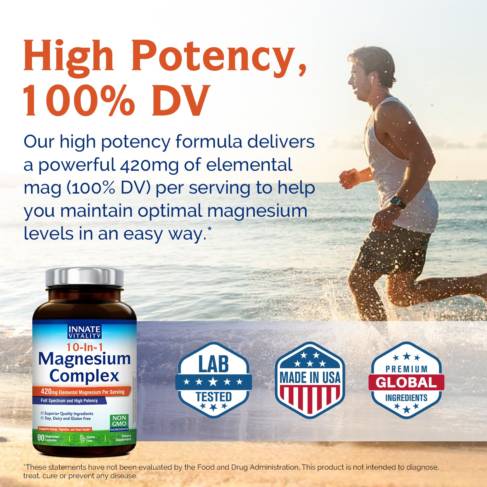 Innate Vitality 10-in-1 Magnesium Complex 960mg, 420mg Elemental Mag per Serving, with Magnesium Glycinate, Citrate, Malate, and More, Sleep, Digestion, Energy Support, 90 Vegan Caps - Maple Wellness Supplements