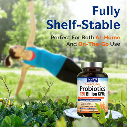 Innate Vitality Probiotics 120 Billion CFUs for Men & Women, 34 Strains with Prebiotics & Digestive Enzymes, Immune & Digestive Health - Maple Wellness Supplements