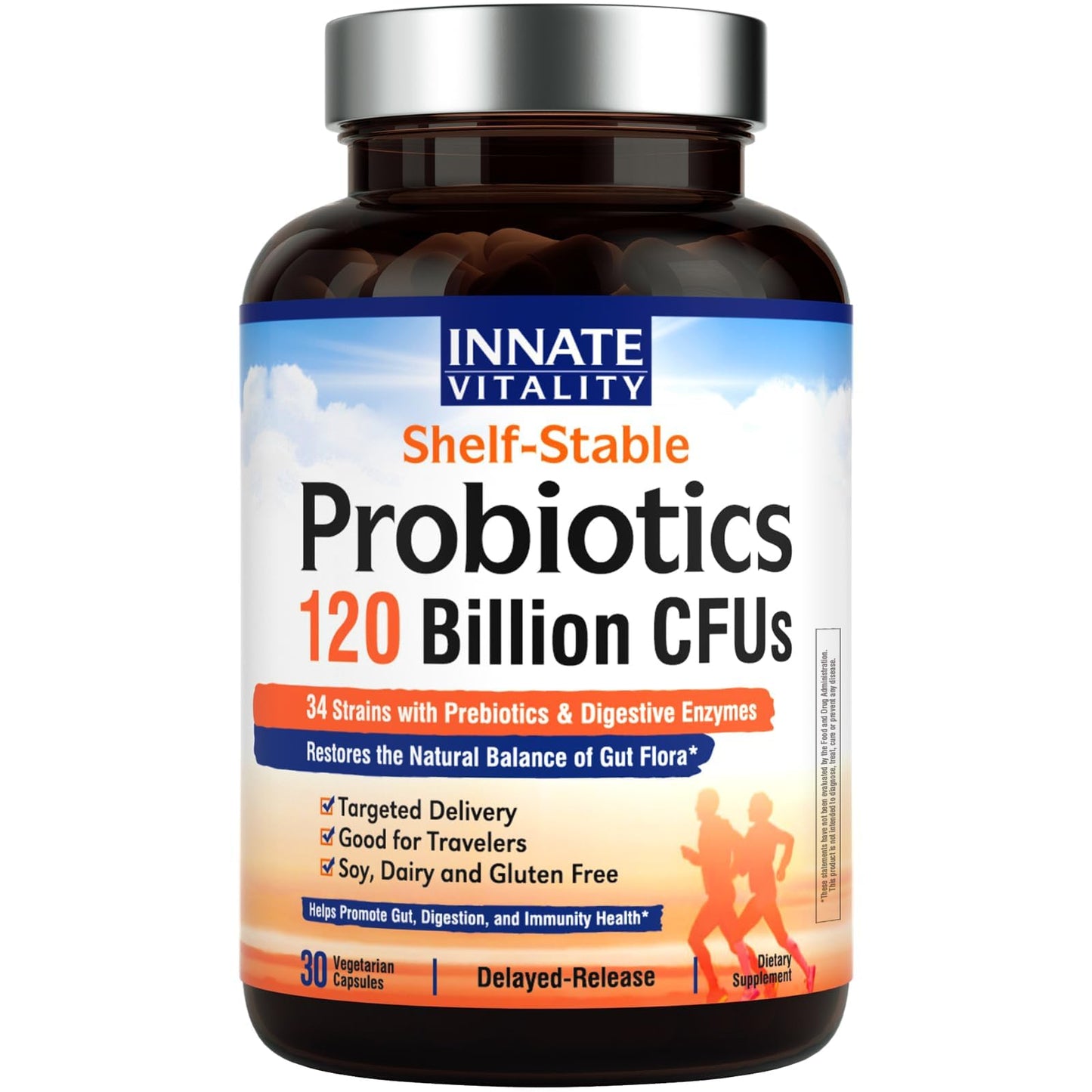 Innate Vitality Probiotics 120 Billion CFUs for Men & Women, 34 Strains with Prebiotics & Digestive Enzymes, Immune & Digestive Health - Maple Wellness Supplements