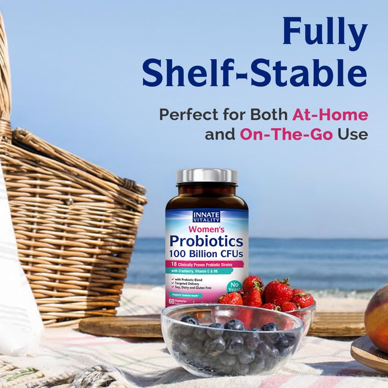 Innate Vitality Women’s Probiotics, 100 Billion CFUs 18 Strains, with Cranberry, Vitamin C - Maple Wellness Supplements