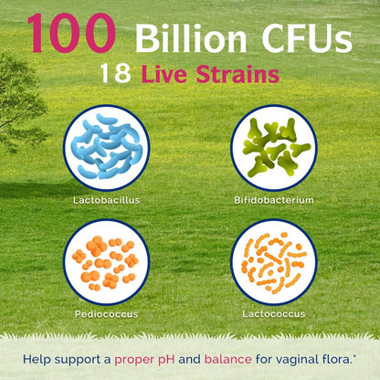 Innate Vitality Women’s Probiotics, 100 Billion CFUs 18 Strains, with Cranberry, Vitamin C - Maple Wellness Supplements