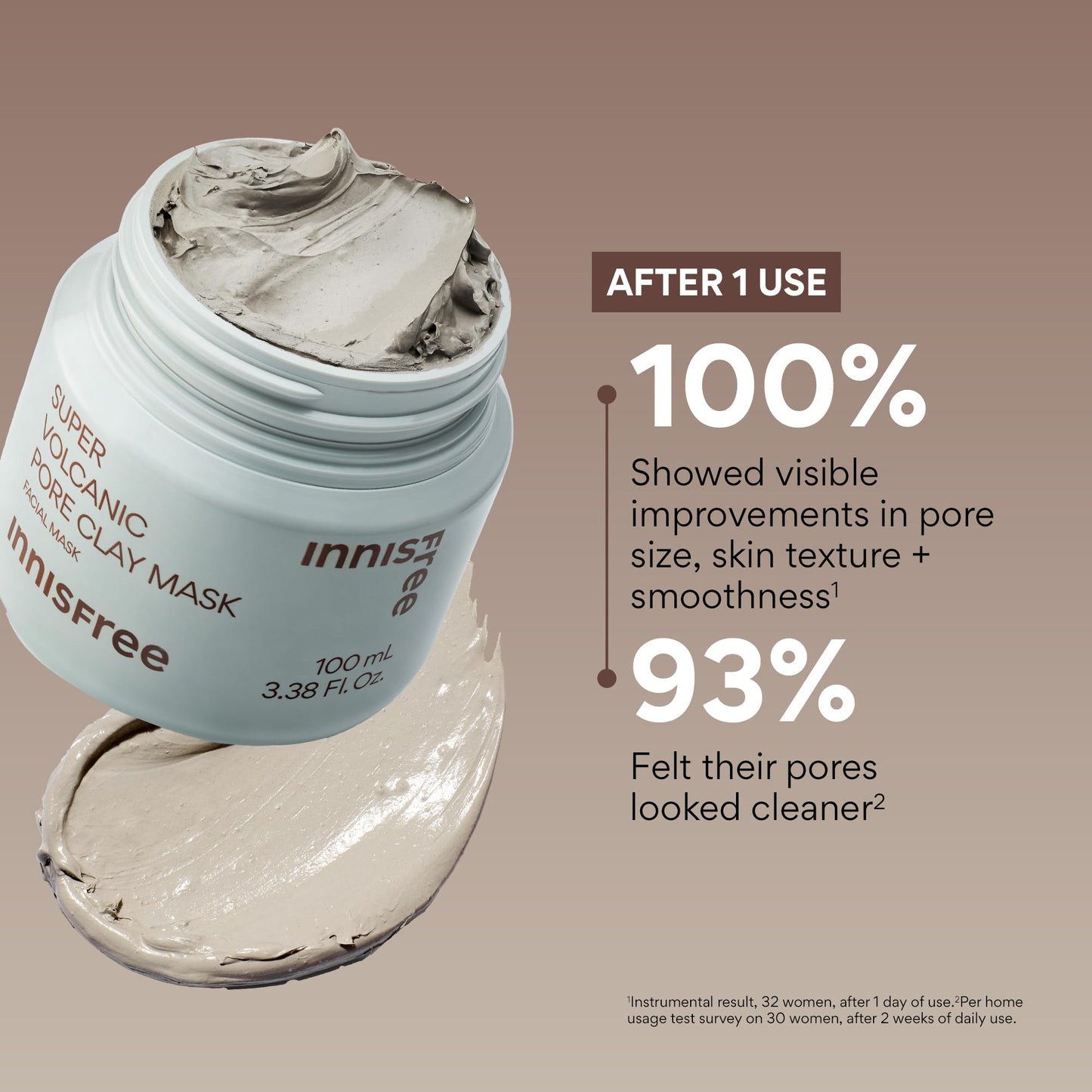 Innisfree Super Volcanic Clay Mask, Premium Korean Skincare with AHA and Natural Clusters for Deep Pore Detox, Gentle Exfoliation, Oil Control - Maple Wellness Supplements