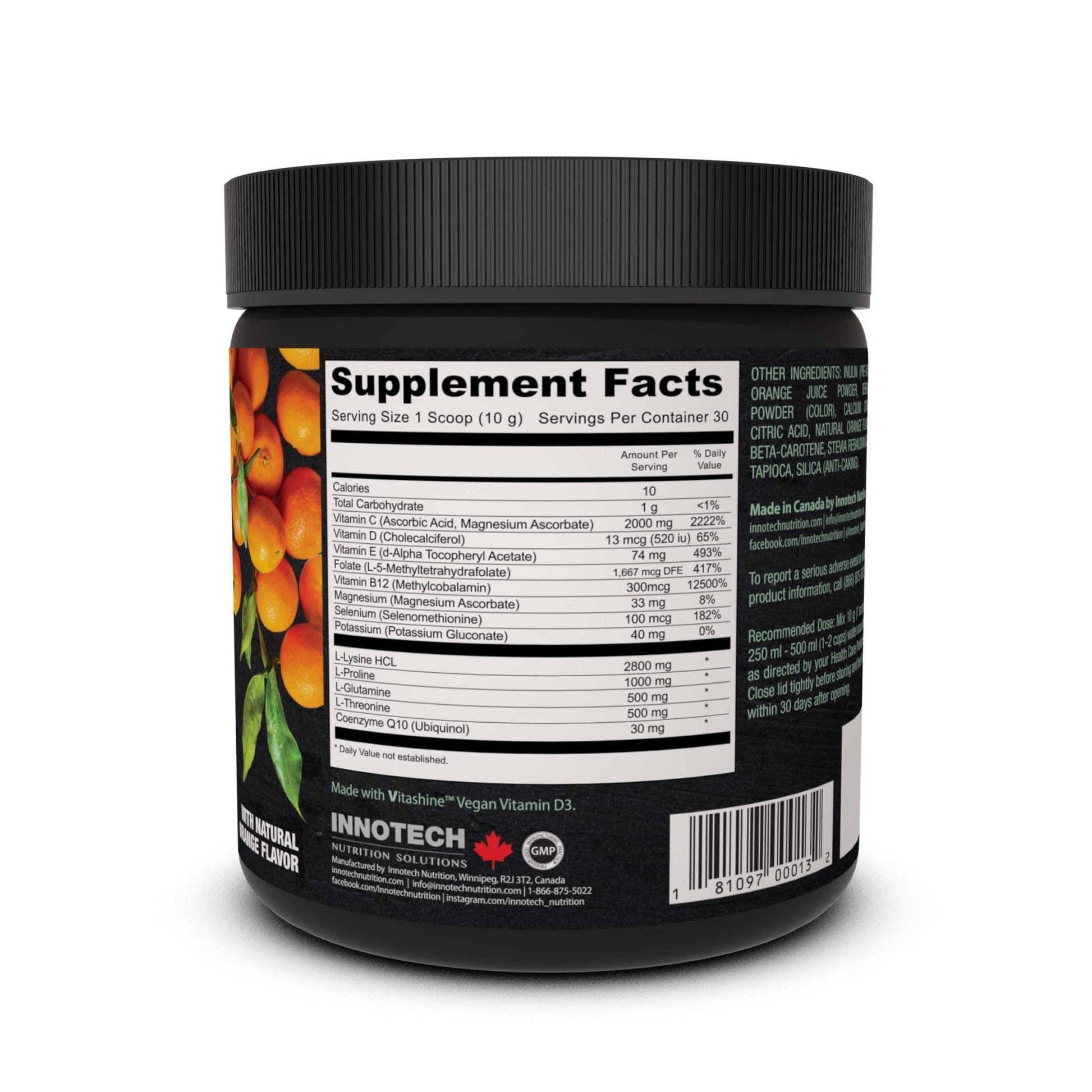 Innotech Nutrition CardioFlex Q10 Heart Health & Energy Support CoQ10 Amino Acids & Electrolytes Orange 360g - Maple Wellness Supplements