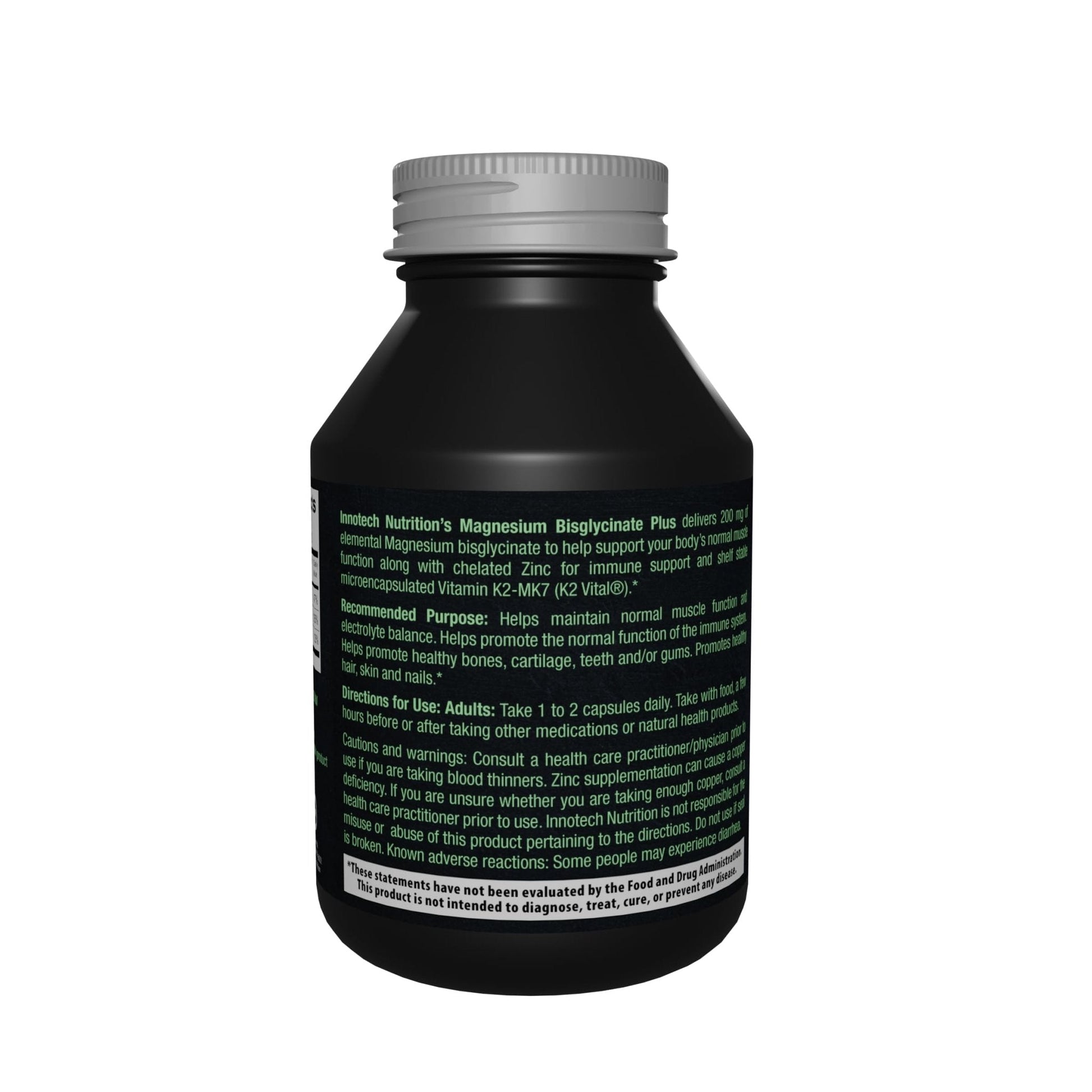 Innotech Nutrition Magnesium Plus Muscle Bone & Sleep Support Magnesium Bisglycinate Zinc & Vitamin K2 120 Vegan Capsules - Maple Wellness Supplements