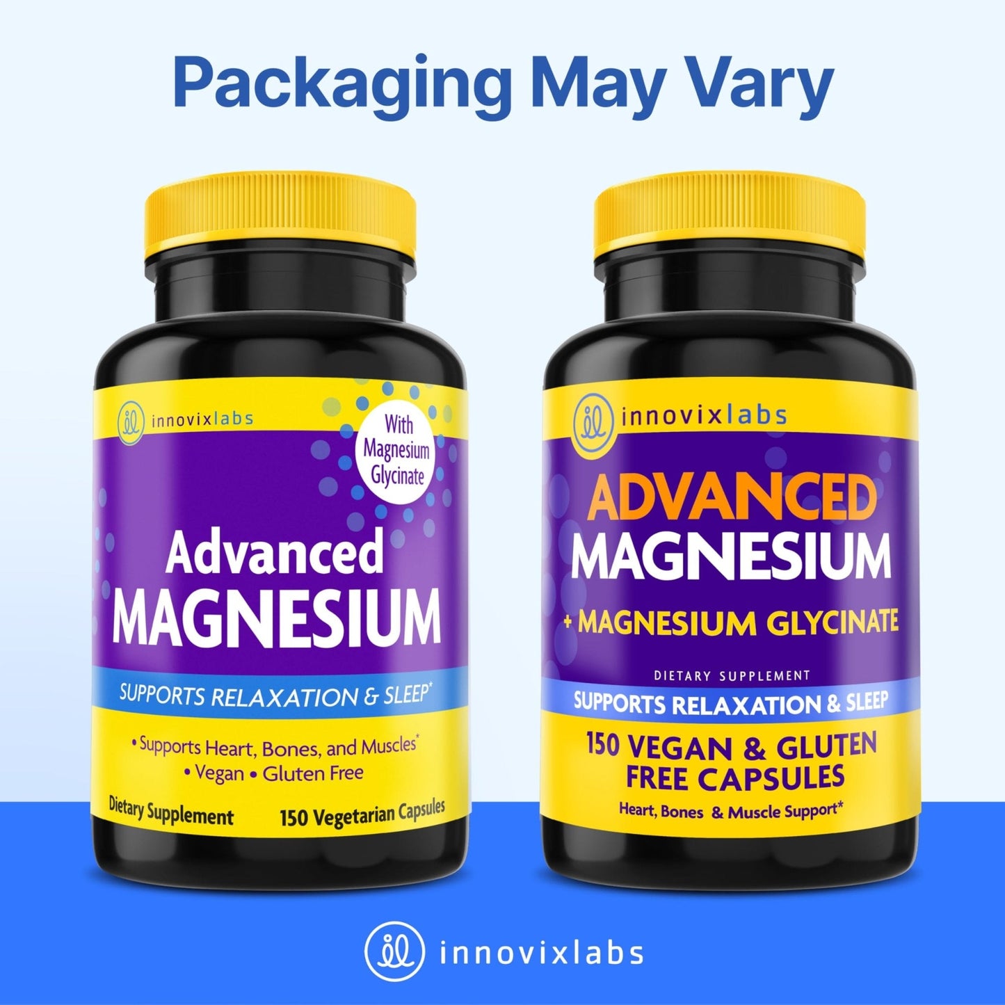 InnovixLabs Advanced Magnesium Capsules - 150 Ct, 210 mg - Chelated Glycinate and Malate - High Absorption, Promotes Relaxation, Bones, Muscle Health, Vegan Malate Sleep Supplement - Maple Wellness Supplements