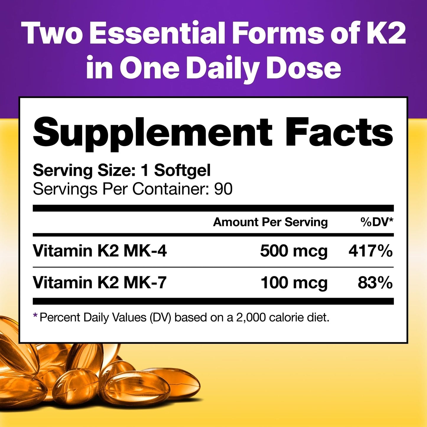 InnovixLabs Full Spectrum Vitamin K2-90 Softgels with 600 mcg of Trans Form MK7 and MK4 - Supports General Health and Bone Strength - Maple Wellness Supplements