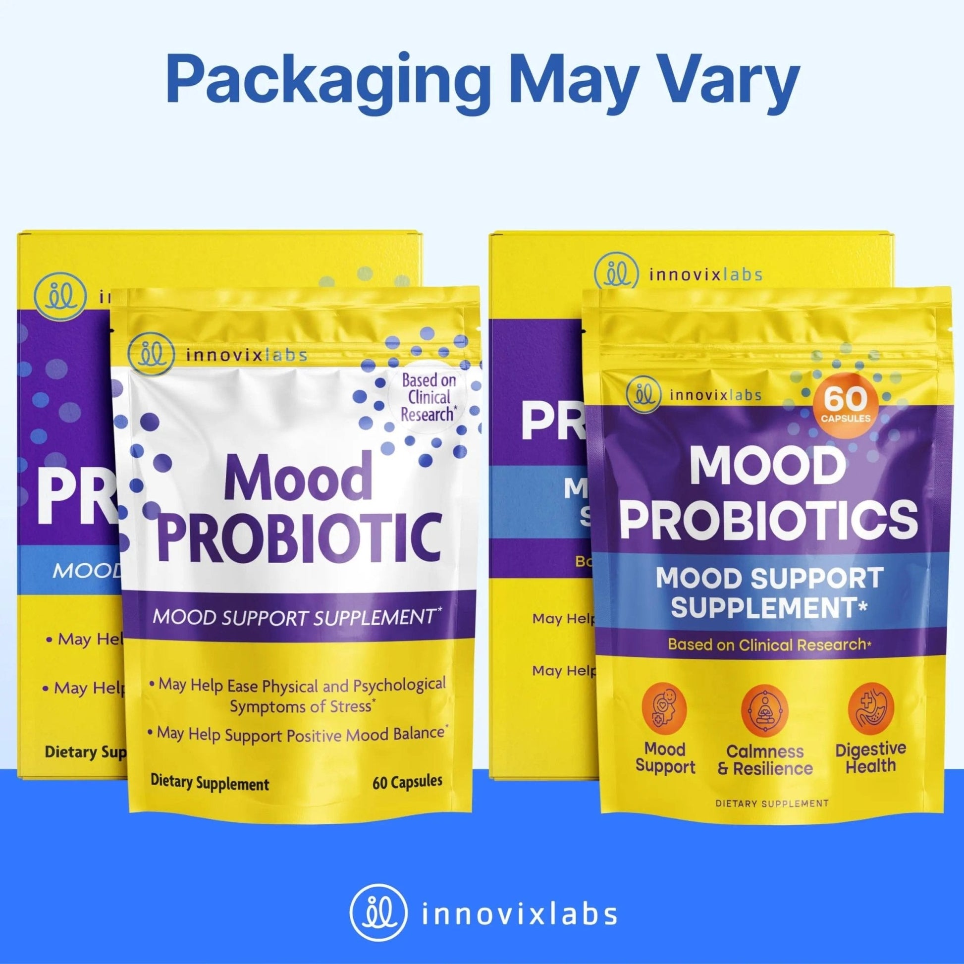 InnovixLabs Mood Probiotic for Women & Men, Clinically Studied Digestive & Mood Support Supplement, Lactobacillus helveticus Rosell-52ND & Bifidobacterium longum Rosell-175, 60 Capsules - Maple Wellness Supplements