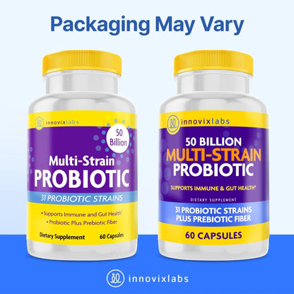InnovixLabs Multi Strain Probiotics for Women & Men - Probiotic Supplement - 50 Billion CFU - Gut Health, Immune Support, Digestion, Lactobacillus Acidophilus, Prebiotics and Probiotics, 60 Capsules - Maple Wellness Supplements