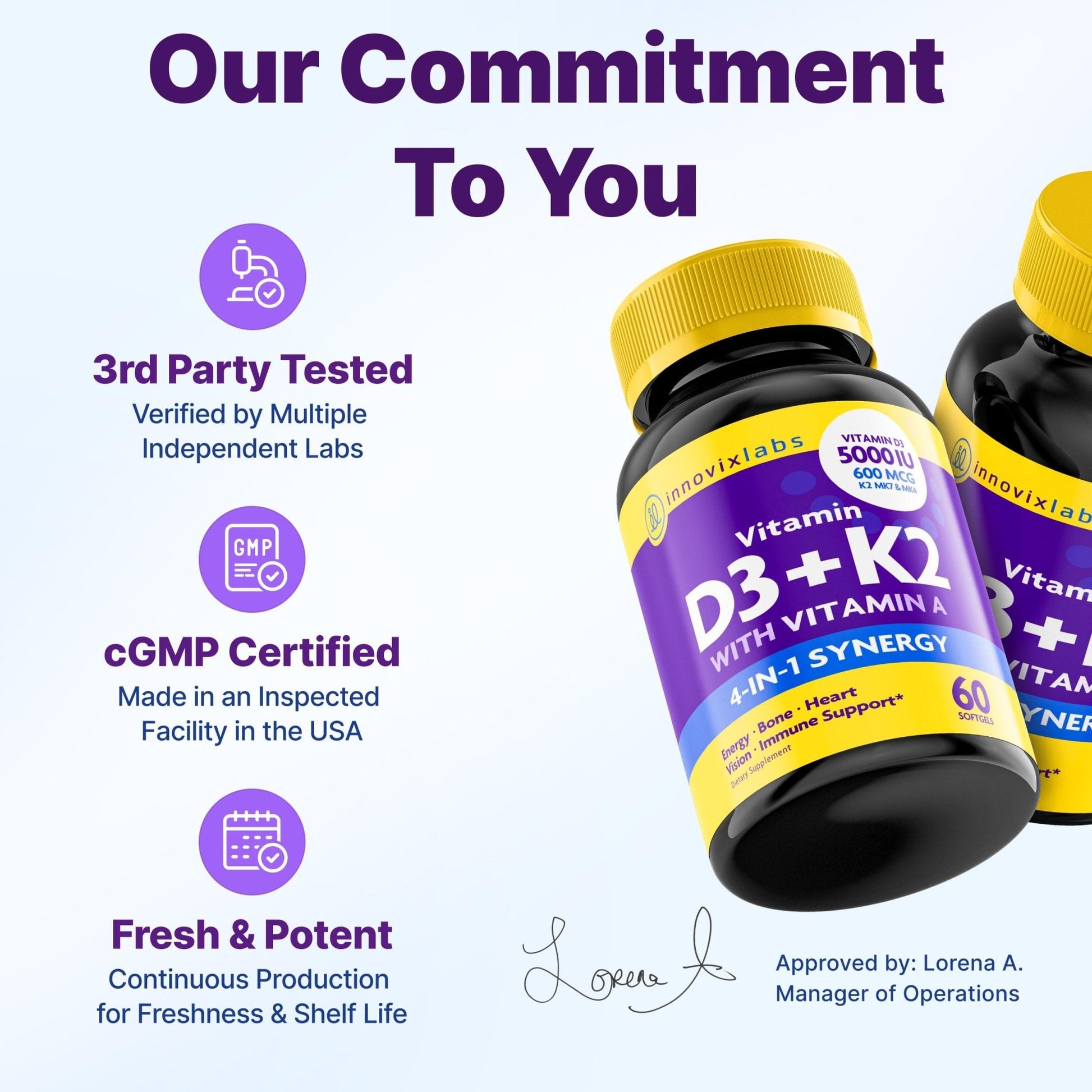InnovixLabs Vitamin D3 K2-5000 IU Vitamin D3 Plus 600 mcg Vitamin K2 MK4 and MK7 for Max Calcium Absorption, Supports Bone, Immune, Heart Health - Maple Wellness Supplements