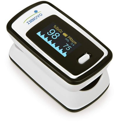 Innovo Deluxe iP900AP Fingertip Pulse Oximeter Blood Oxygen Saturation Monitor with Alarm, Plethysmograph and Perfusion Index - Maple Wellness Supplements