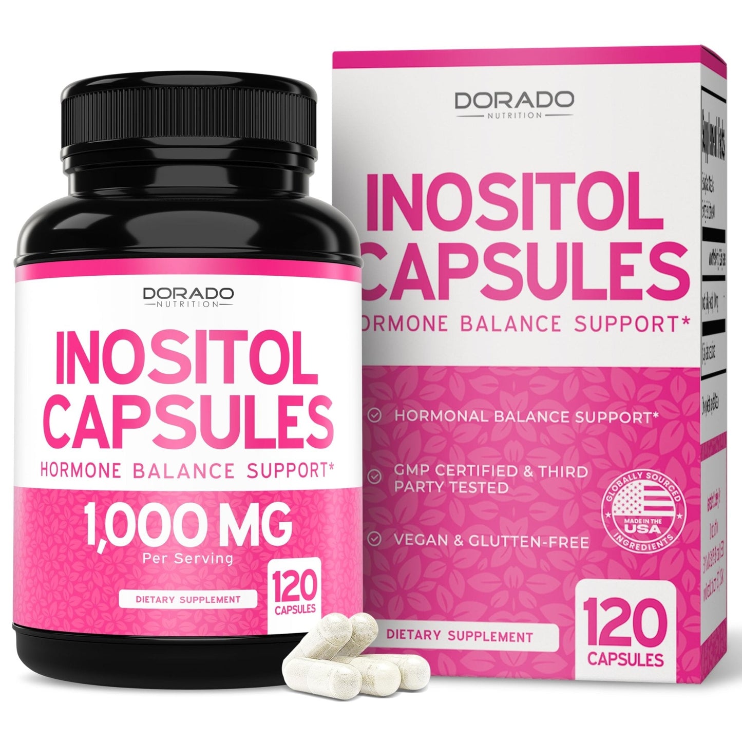 Inositol Capsules (Myo Inositol) (1000mg Per Serving 120 Capsules) Myo Inositol Supplement for Women Hormone Balance Support - Vegan Safe - Third Party Tested - Gluten Free & Made in USA (120 Count) - Maple Wellness Supplements