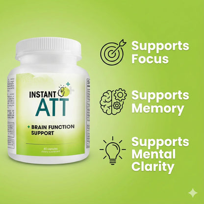 InstantATT - 7-in-1 Caffeine Free Nootropic All-Natural Brain, Focus, Memory Supplement (60 Capsules) - Maple Wellness Supplements