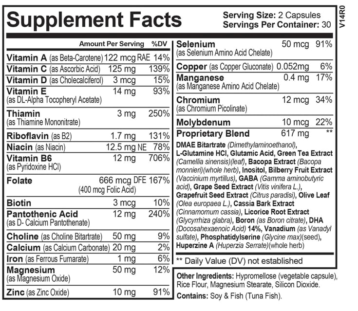 InstantATT - 7-in-1 Caffeine Free Nootropic All-Natural Brain, Focus, Memory Supplement (60 Capsules) - Maple Wellness Supplements