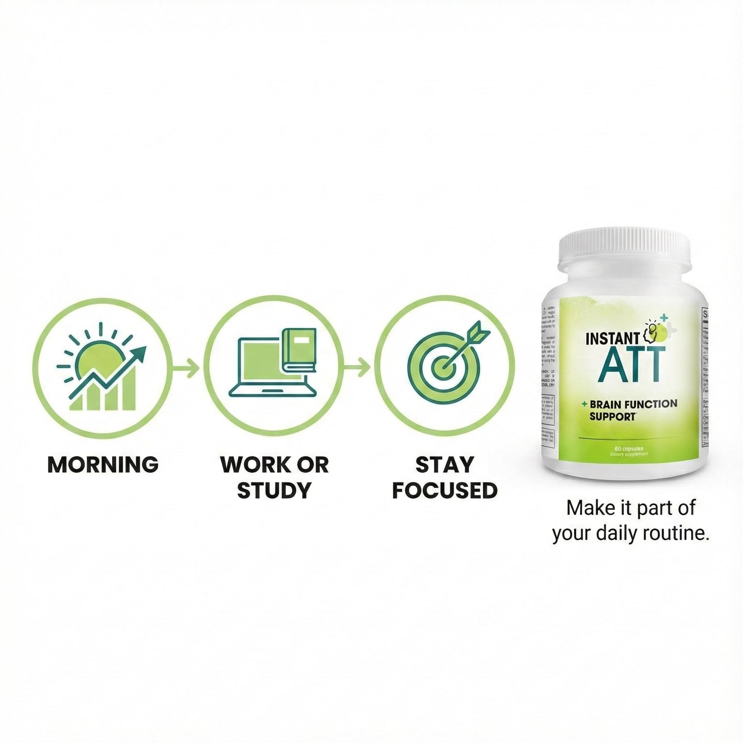 InstantATT - 7-in-1 Caffeine Free Nootropic All-Natural Brain, Focus, Memory Supplement (60 Capsules) - Maple Wellness Supplements