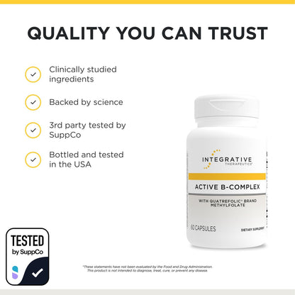 Integrative Therapeutics Active B-Complex - with Choline and Methylfolate - Cellular Energy, Immune Function & Heart Health Support with Vitamins B2, B6 & B12 - Maple Wellness Supplements