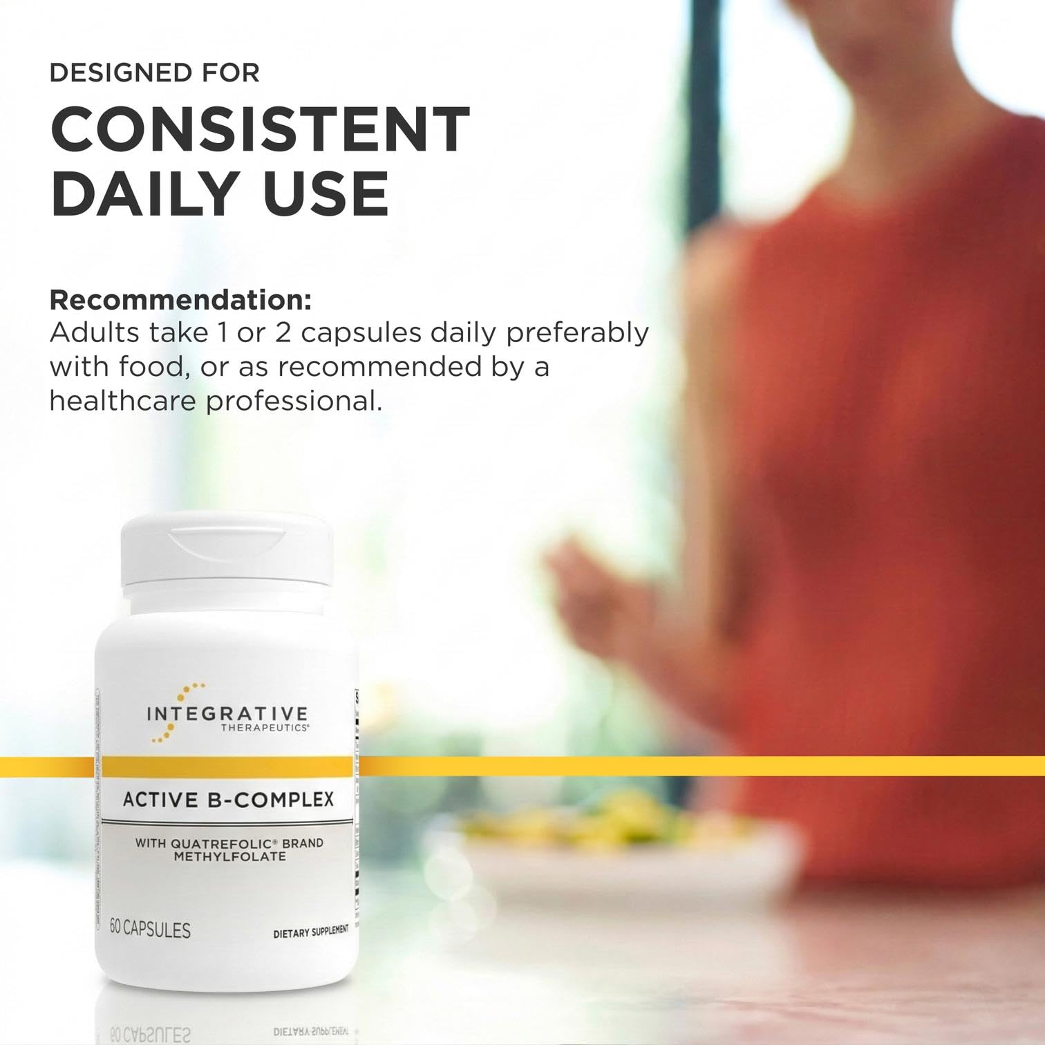 Integrative Therapeutics Active B-Complex - with Choline and Methylfolate - Cellular Energy, Immune Function & Heart Health Support with Vitamins B2, B6 & B12 - Maple Wellness Supplements