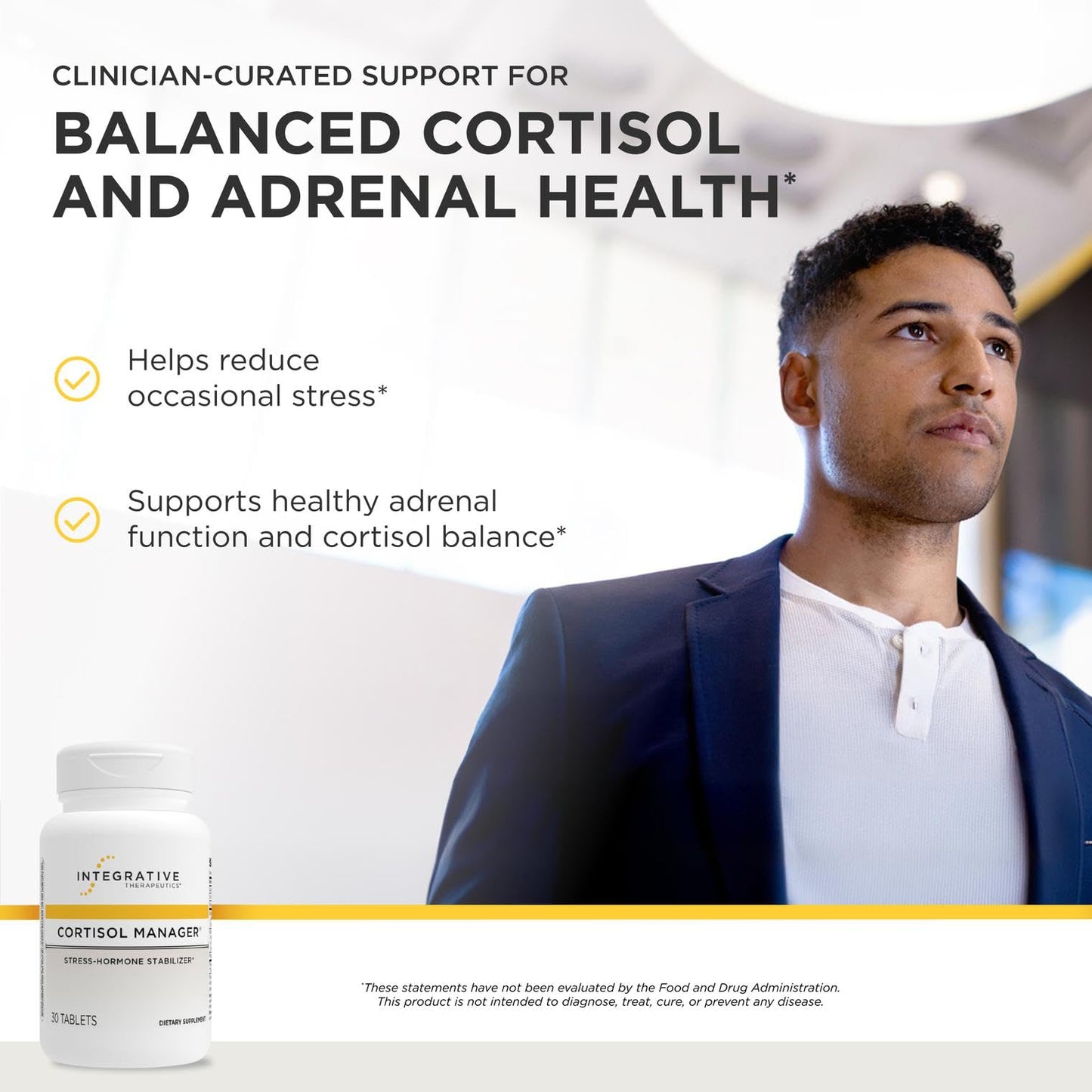 Integrative Therapeutics Cortisol Manager - Balance Cortisol & Support Relaxation for Restful Sleep* - Includes Ashwagandha & L-Theanine for Confidence with Less Stress* - 30 Tablets (15 Servings) - Maple Wellness Supplements