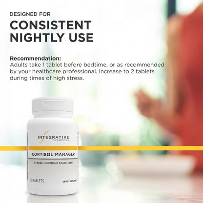 Integrative Therapeutics Cortisol Manager - Balance Cortisol & Support Relaxation for Restful Sleep* - Includes Ashwagandha & L-Theanine for Confidence with Less Stress* - 30 Tablets (15 Servings) - Maple Wellness Supplements