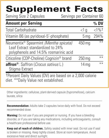 Integrative Therapeutics Neurologix - Brain Health Supplement* - Non-Stimulant Nootropic Supplement for Focus* - Memory Support* - Vegan, Gluten-Free & Dairy-Free - 120 Capsules (60 Servings) - Maple Wellness Supplements