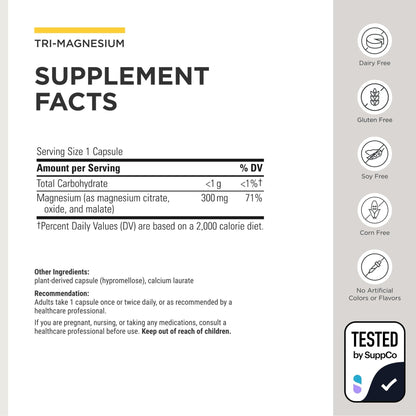 Integrative Therapeutics Tri-Magnesium - Supports Cellular Energy & Energy Metabolism - Magnesium Supplement for Heart & Nerve Health Support - Maple Wellness Supplements