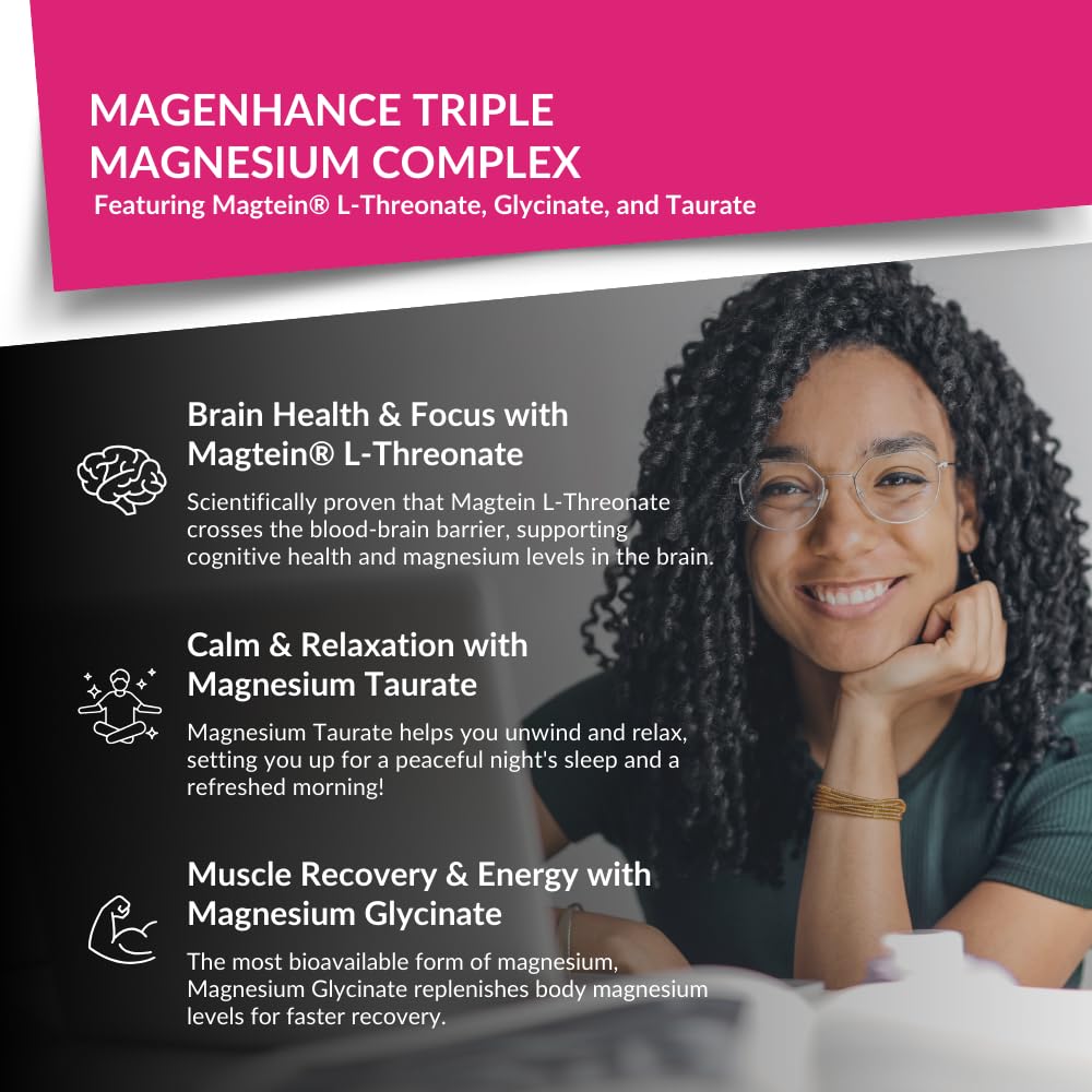 Intelligent Labs MagEnhance Magtein Magnesium Complex Supplement L-Threonate with Magnesium Glycinate and Taurate, 90 Capsules - Maple Wellness Supplements