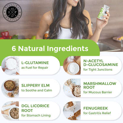 Intestinal Fortitude GLR-6 - Gut Lining Repair Supplement for Gut Health - Leaky Gut Repair with L-Glutamine, Slippery Elm, DGL Licorice Root, Marshmallow Root, Fenugreek - Maple Wellness Supplements
