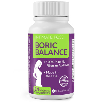Intimate Rose Boric Acid Vaginal Suppositories, 14 Count for Feminine Deodorizing & Freshness - Vegan Capsules - Maple Wellness Supplements