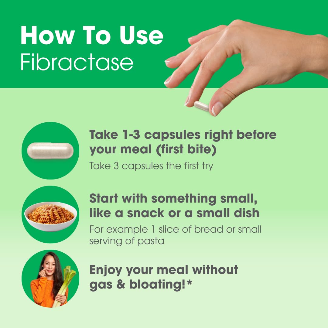 Intoleran Fibractase 1200 Digestive Enzymes - 108 Capsules | Supplement for Fructans & Galactans Intolerance | Helps Digest Carbohydrates; Grains, Legumes - Maple Wellness Supplements