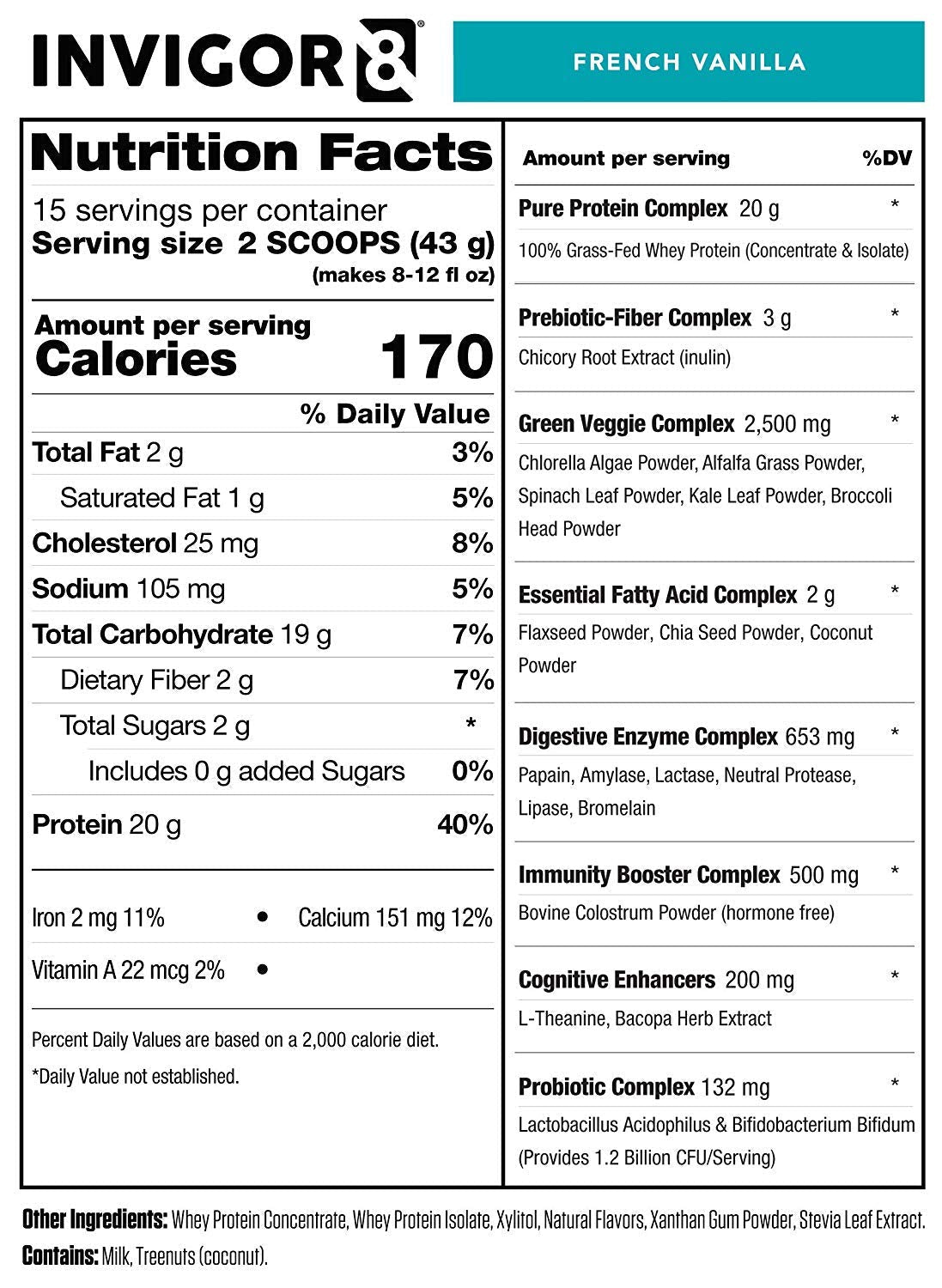 INVIGOR8 Superfood Grass Fed Whey Protein Isolate Shake French Vanilla Gluten-Free - Maple Wellness Supplements