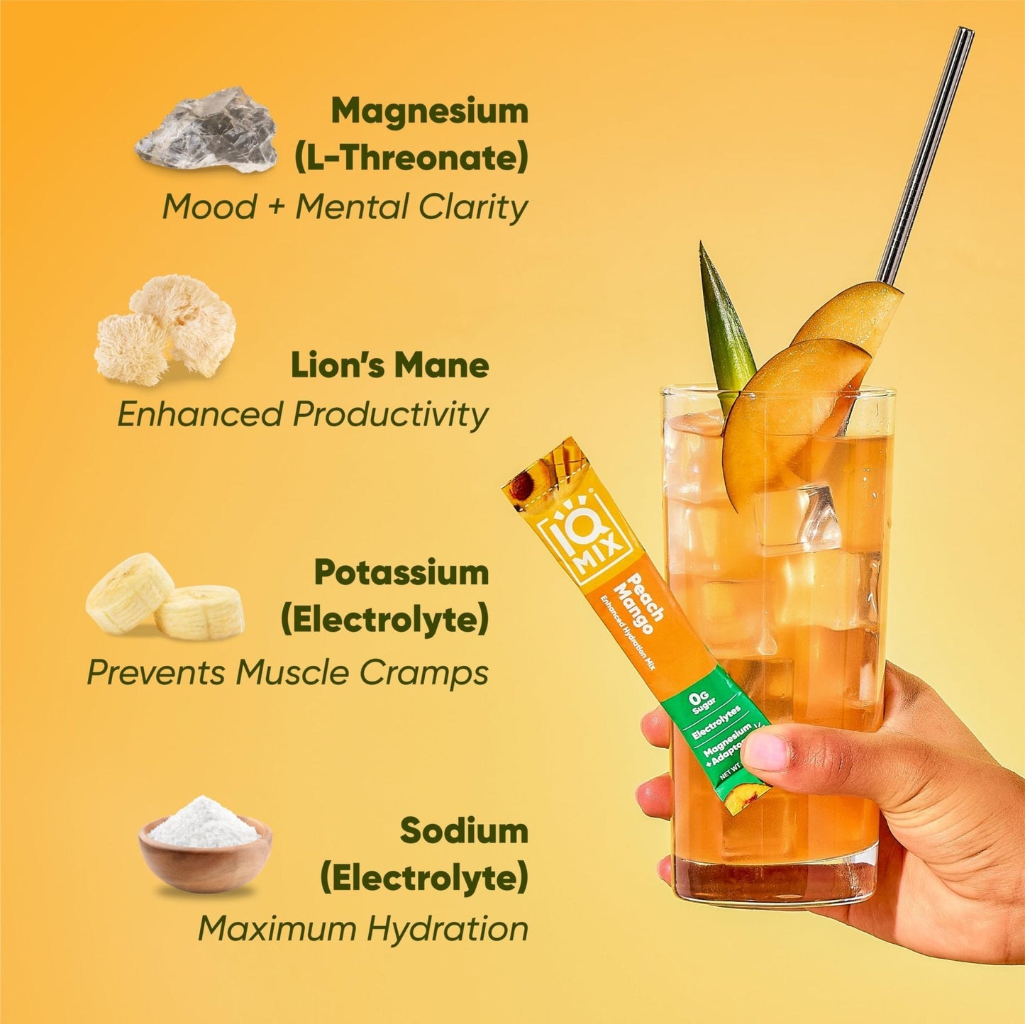 IQMIX Hydration Electrolyte Powder – 4-in-1 Formula for Hydration, Mental Clarity, Mood and Recovery – Sugar-Free Drink Mix, Keto, Magnesium L-Threonate - Maple Wellness Supplements