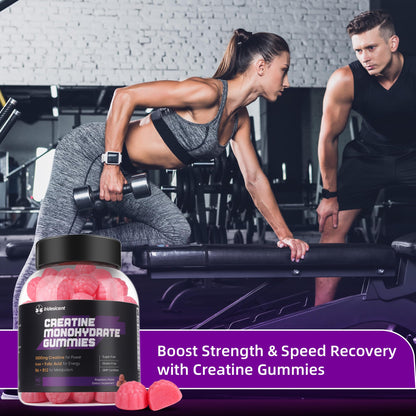 IRIDESICENT Creatine Monohydrate Gummies 5000mg w/Iron, Vitamin B6 & B12, Sugar Free 5g Creatine Supplements for Women and Men Boost Energy & Muscle Recovery - 90 Raspberry Gummies - Maple Wellness Supplements