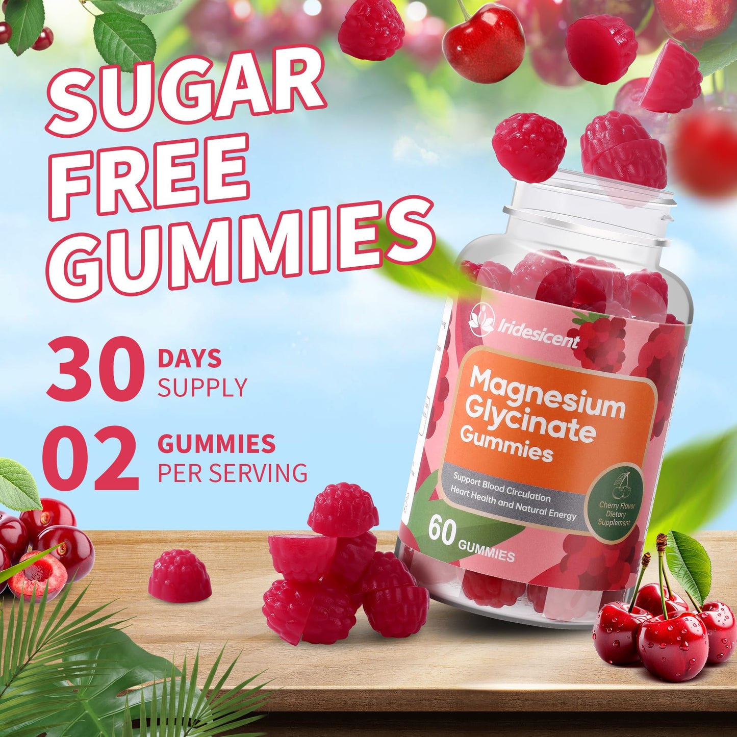 IRIDESICENT Magnesium Glycinate Gummies, Sugar Free Magnesium Supplement w/Ashwagandha, Zinc, Vegan Magnesium Glycinate Supplement for Adults - Maple Wellness Supplements