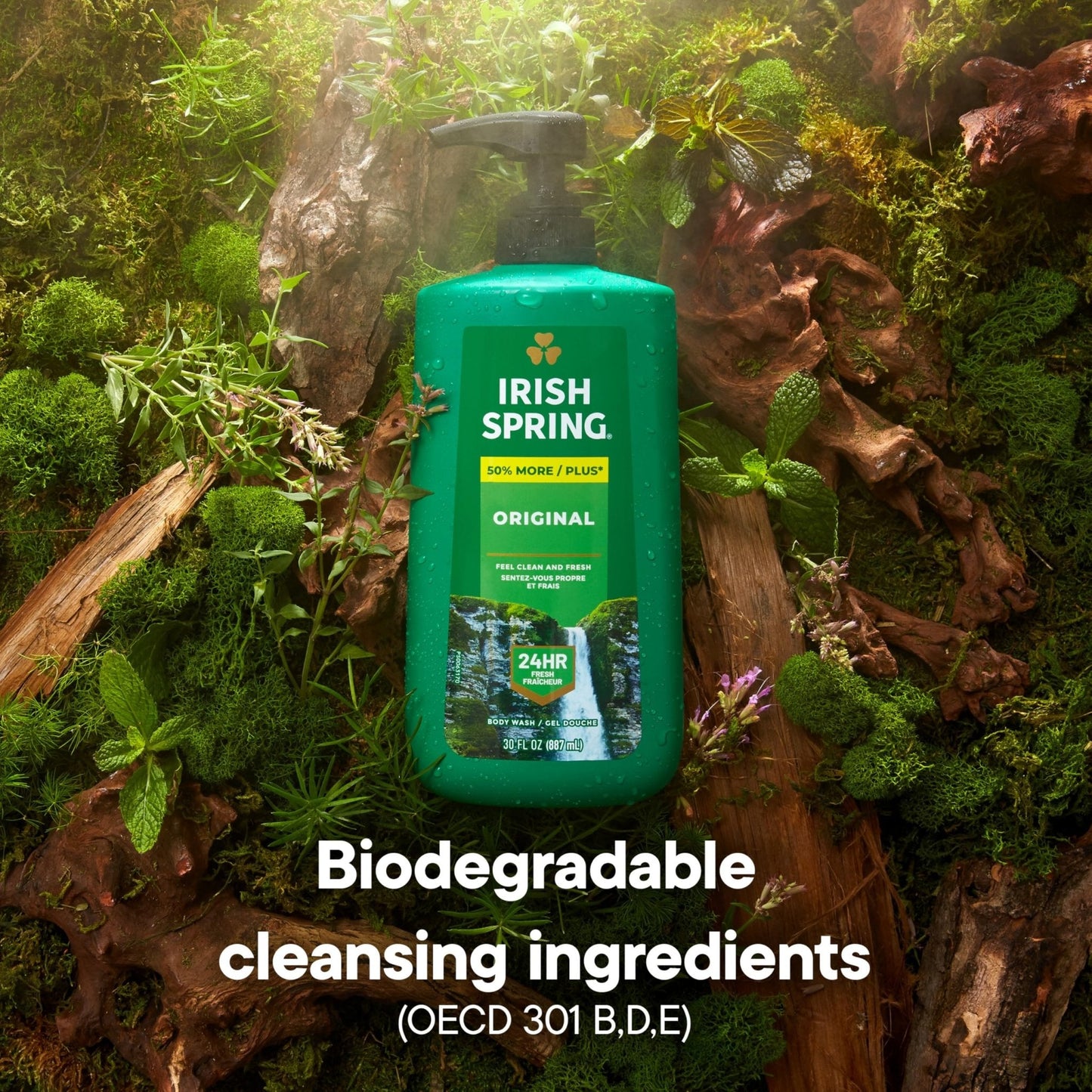 Irish Spring Original Moisturizing Body Wash for Men, 24-Hour Fresh, Face and Body Wash, Biodegradable Ingredients, Paraben Free, Cool Fresh Scent, 30 fl oz Pump Bottle - Maple Wellness Supplements