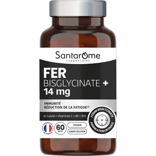 Iron Bisglycinate+ 14mg Santarome 60 capsules - Maple Wellness Supplements