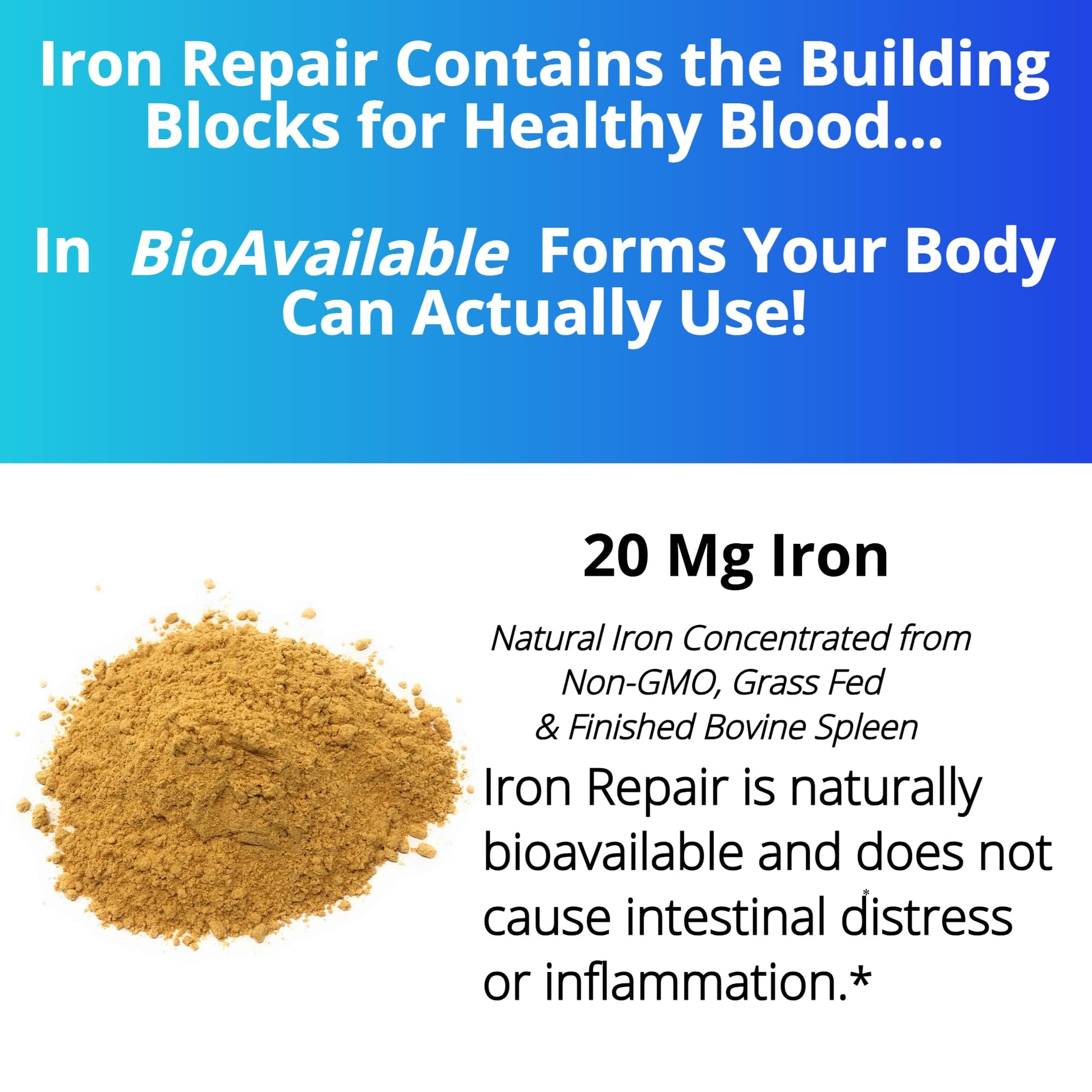 Iron Repair Simply Natural Iron Supplement, Best Absorption & Gentle on Stomach, Monash Low FODMAP, Raise Hemoglobin & Ferritin Iron Pills for Women, Men, Teens - Maple Wellness Supplements