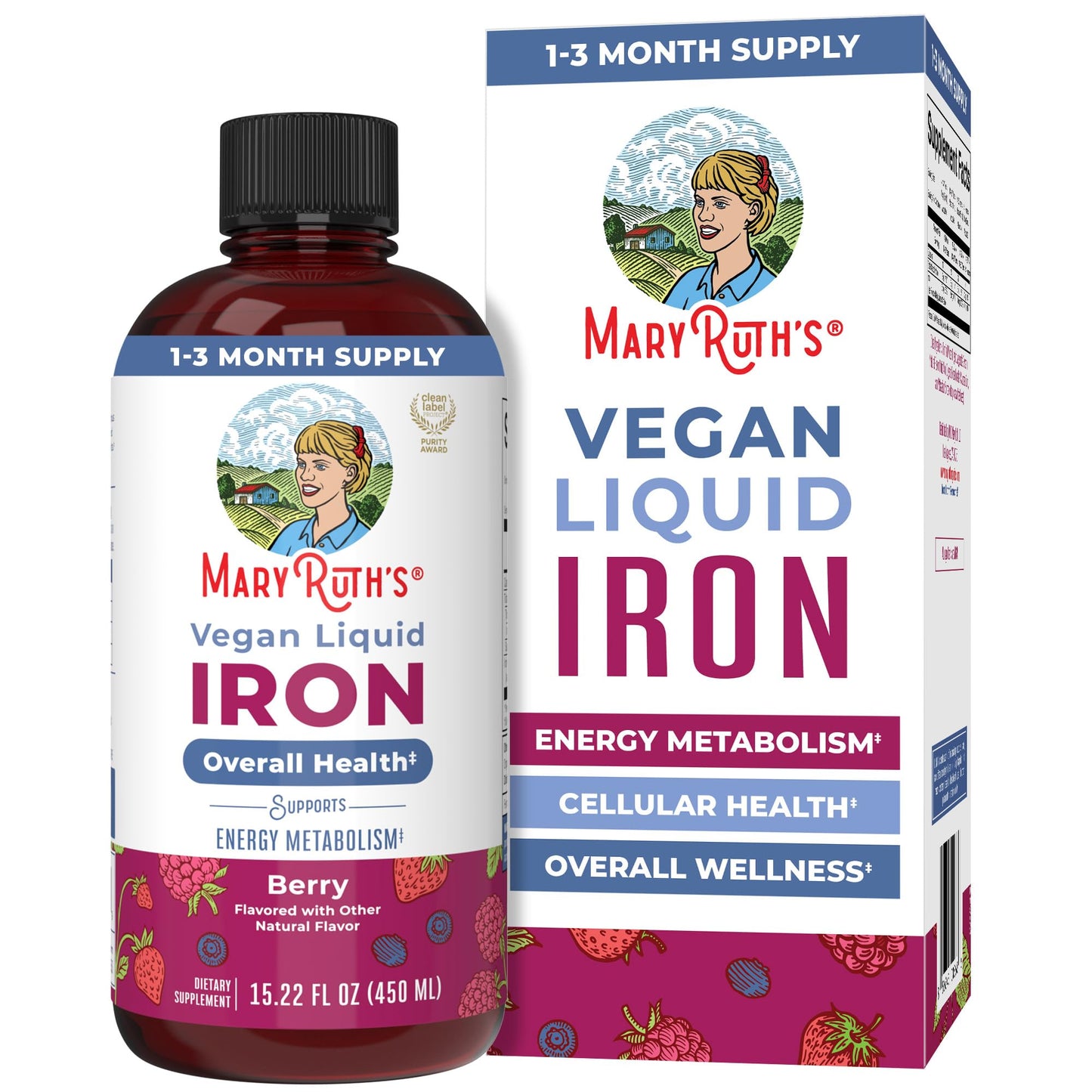 Iron Supplement for Women Men & Kids | Liquid Iron Supplement for Women Men & Kids | Iron for Healthy Blood & Oxygen | Ages 4 & Up | Sugar Free | Vegan | Non-GMO | Gluten Free | 15.22 Fl Oz - Maple Wellness Supplements