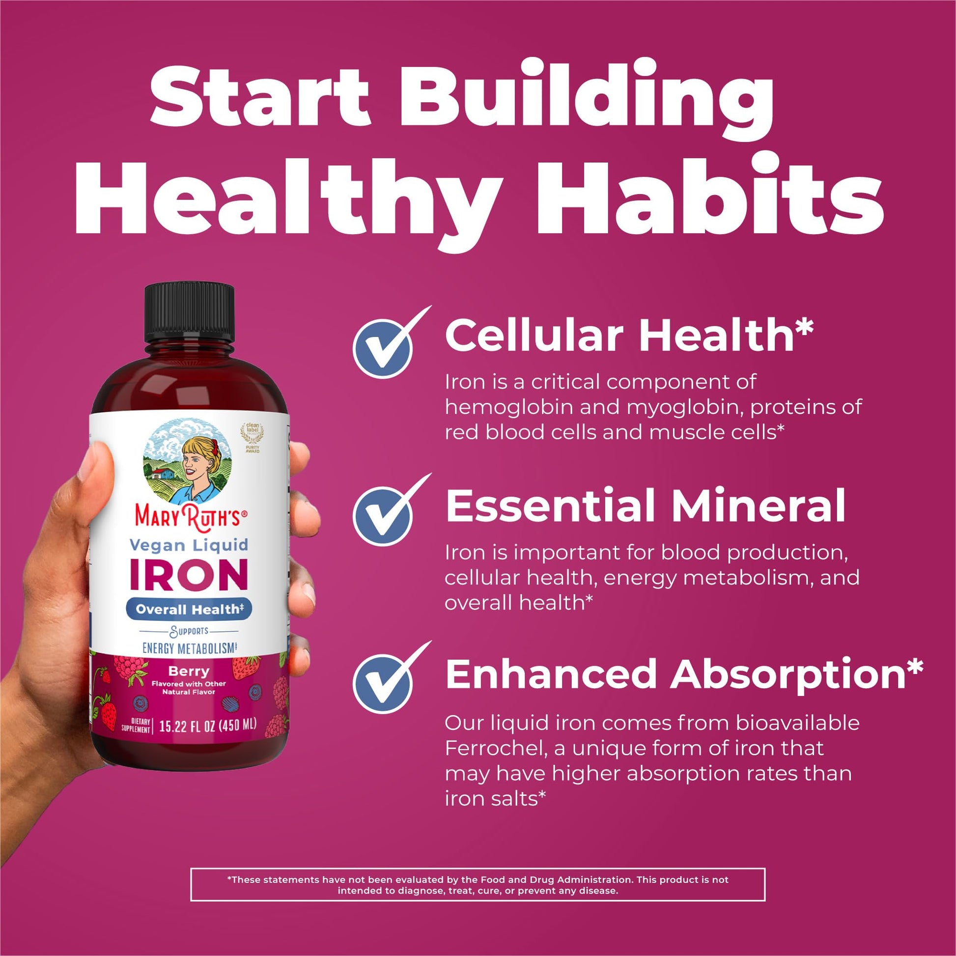 Iron Supplement for Women Men & Kids | Liquid Iron Supplement for Women Men & Kids | Iron for Healthy Blood & Oxygen | Ages 4 & Up | Sugar Free | Vegan | Non-GMO | Gluten Free | 15.22 Fl Oz - Maple Wellness Supplements