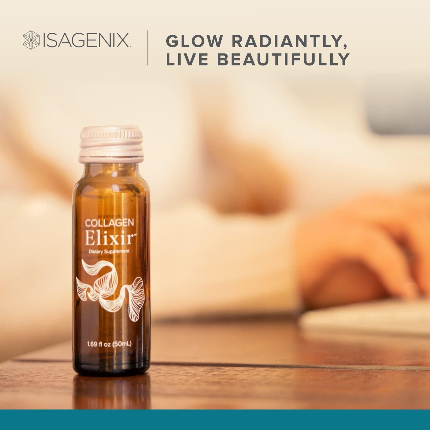 Isagenix Collagen Elixir - Drink with Marine Collagen Peptides - Support a Youthful Appearance with Vitamin C, Zinc & Biotin - 10 Bottles (1 Box) - Maple Wellness Supplements