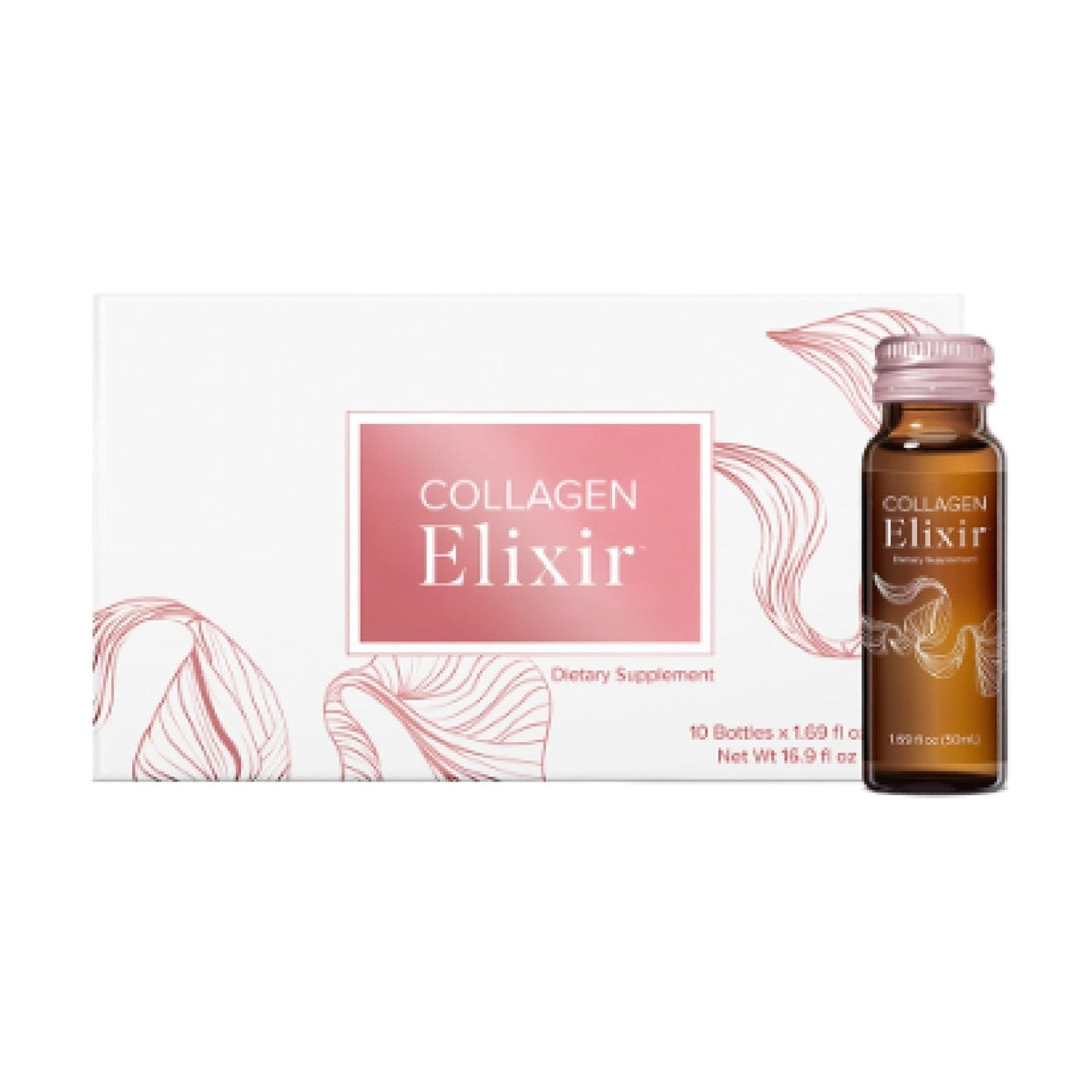 Isagenix Collagen Elixir - Drink with Marine Collagen Peptides - Support a Youthful Appearance with Vitamin C, Zinc & Biotin - 10 Bottles (1 Box) - Maple Wellness Supplements