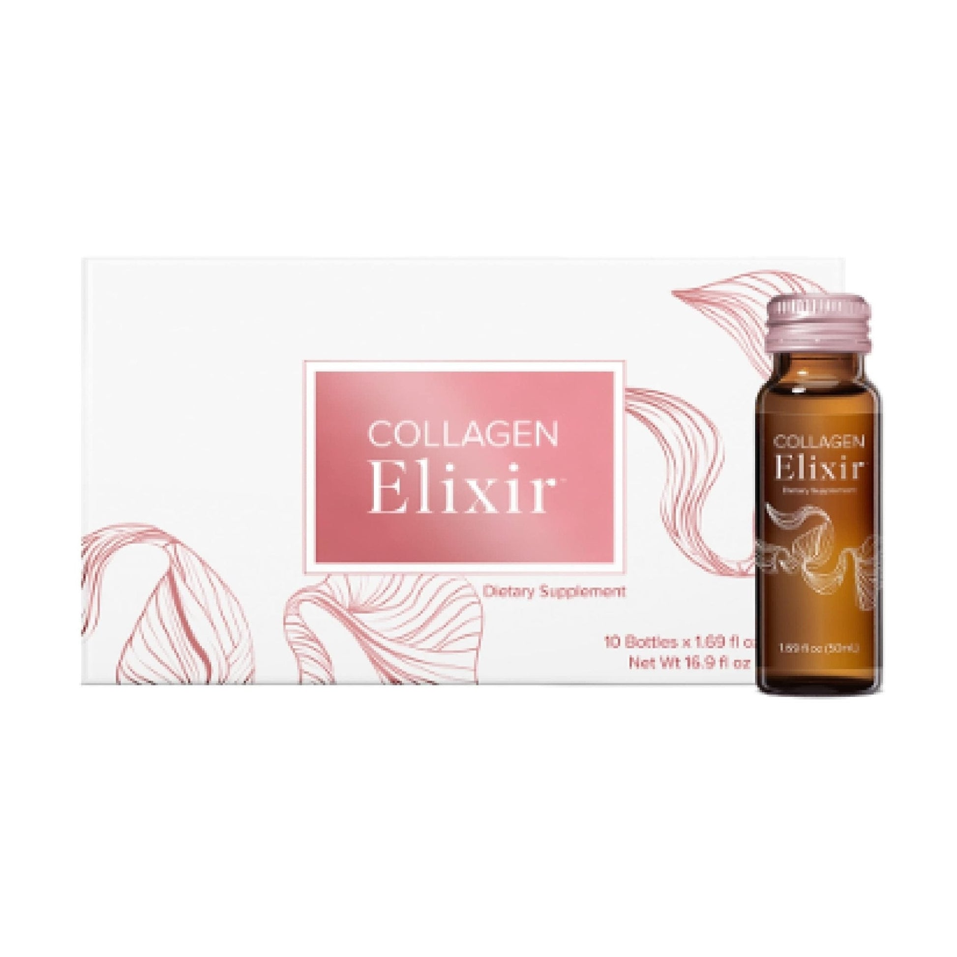 Isagenix Collagen Elixir - Drink with Marine Collagen Peptides - Support a Youthful Appearance with Vitamin C, Zinc & Biotin - 10 Bottles (1 Box) - Maple Wellness Supplements