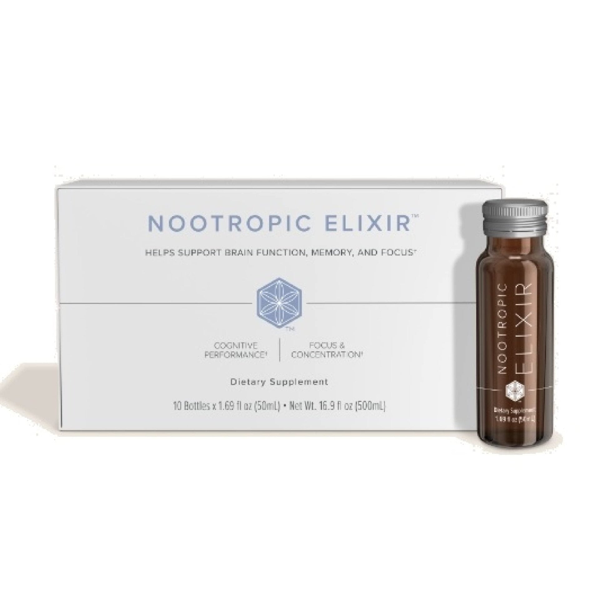 Isagenix Nootropic Elixir- Brain Health & Focus Supplement - Liquid Supplement with Green Tea Extract to Support a Healthy Mindset - 1.69 Oz Bottles (10 Count) - Maple Wellness Supplements