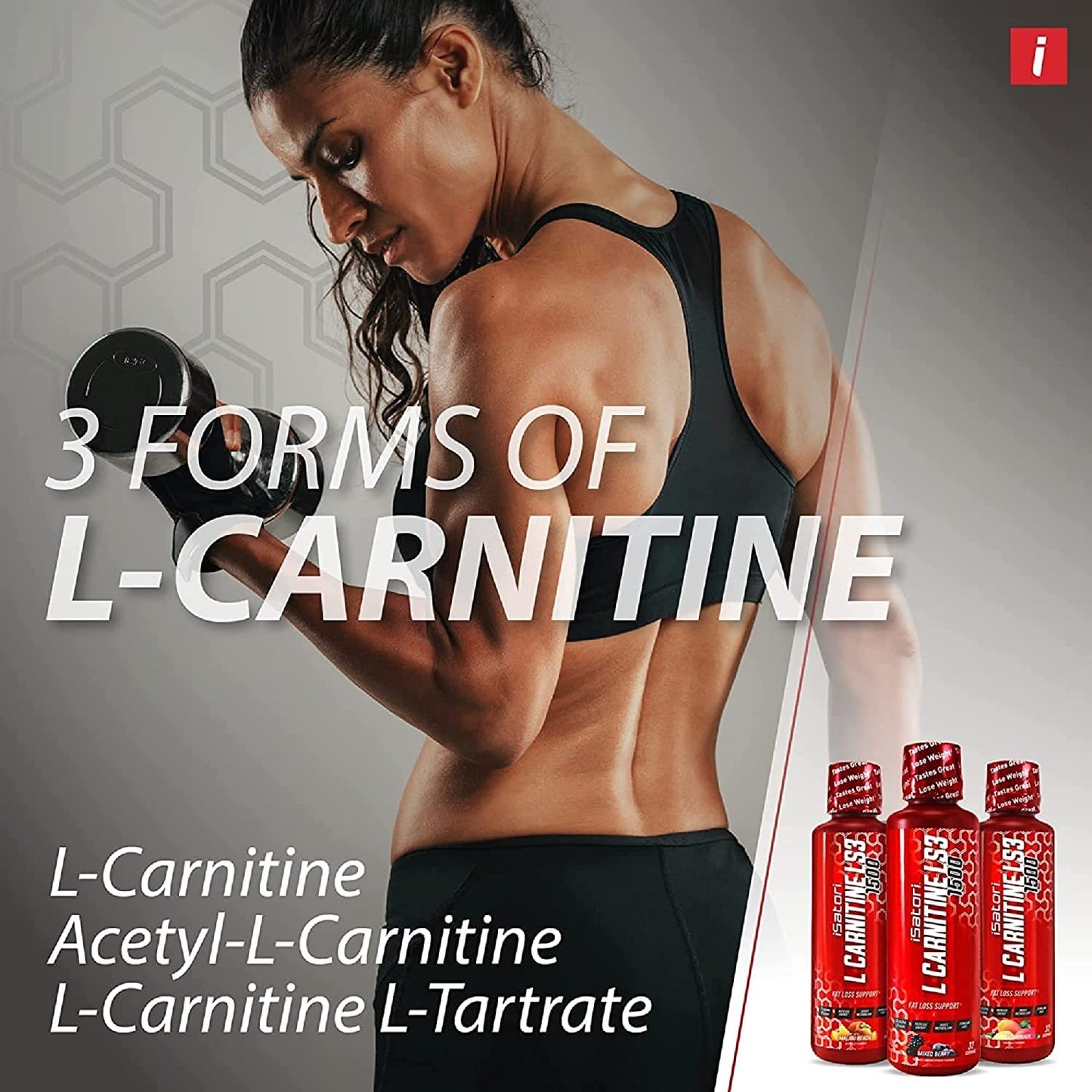 iSatori L-Carnitine LS3 3000, Liquid L-Carnitine with Acetyl L-Carnitine, L-Carnitine L-Tartrate, Stimulant Free Pre Workout, Low Calories, Sugar, Gluten, - Maple Wellness Supplements