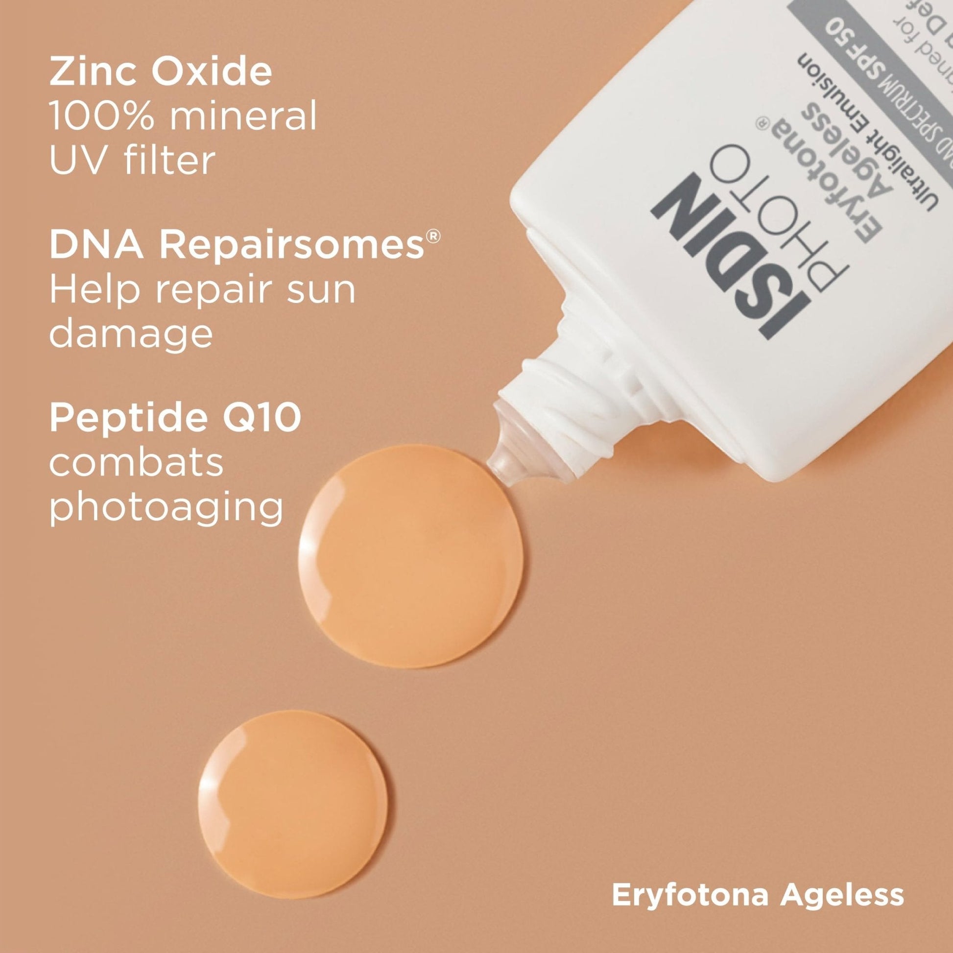ISDIN Eryfotona Ageless SPF 50 (1.7 Fl Oz) | Tinted Mineral Sunscreen for Face with Zinc Oxide | Anti-Aging Sunscreen with DNA Repairsomes & Vitamin E - Maple Wellness Supplements