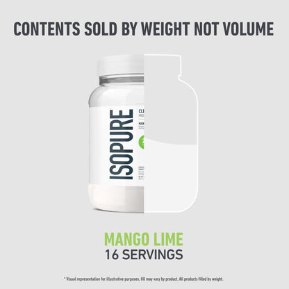 Isopure Clear Whey Isolate Protein Powder, Lactose Free, Gluten Free, Naturally Flavored, Mango Lime, 20g Protein Per Serving, 14.1 Oz, 16 Servings (Packaging May Vary) - Maple Wellness Supplements