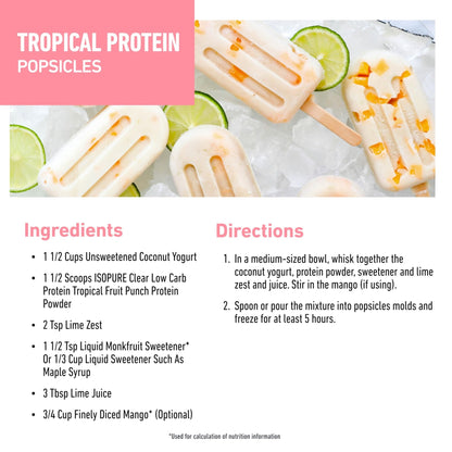 Isopure Clear Whey Isolate Protein Powder, Lactose Free, Gluten Free, Naturally Flavored, Tropical Punch, 20g Protein Per Serving, 14.1 Oz, 16 Servings (Packaging May Vary) - Maple Wellness Supplements