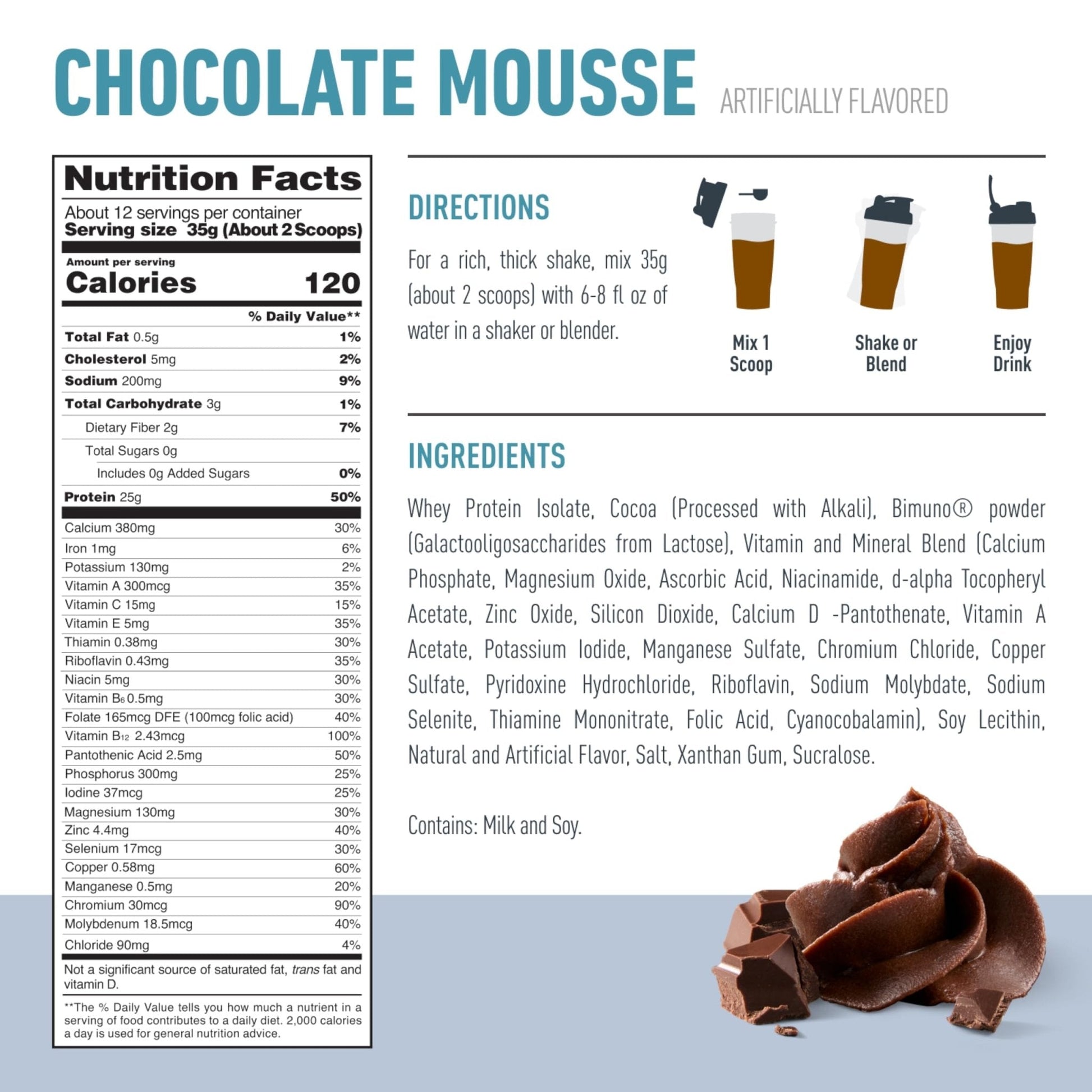 Isopure Protein + Gut Health & Immune Support Powder, Chocolate Mousse, 25g Whey Protein with Prebiotics & Vitamins, 12 Servings (Pack of 1) - Maple Wellness Supplements